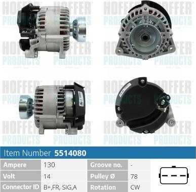 Hoffer H5514080 - Alternator www.autospares.lv