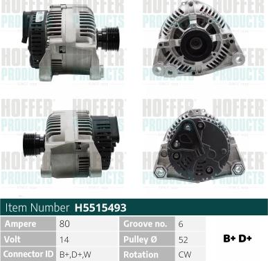 Hoffer H5515493 - Ģenerators www.autospares.lv