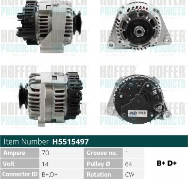 Hoffer H5515497 - Alternator www.autospares.lv