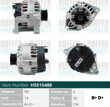 Hoffer H5515488 - Alternator www.autospares.lv