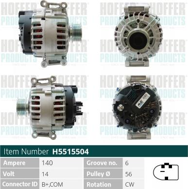 Hoffer H5515504 - Ģenerators autospares.lv