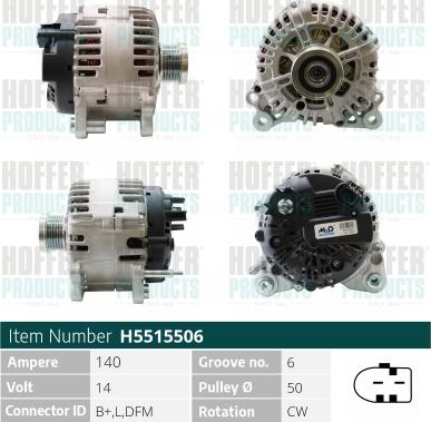 Hoffer H5515506 - Генератор www.autospares.lv