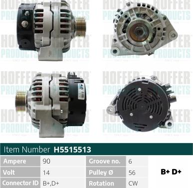 Hoffer H5515513 - Alternator www.autospares.lv