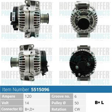 Hoffer H5515096 - Alternator www.autospares.lv