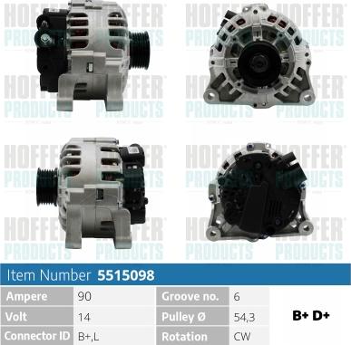 Hoffer H5515098 - Ģenerators autospares.lv