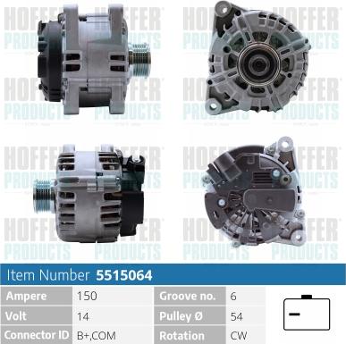 Hoffer H5515064 - Ģenerators autospares.lv