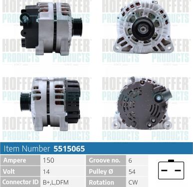 Hoffer H5515065 - Alternator www.autospares.lv