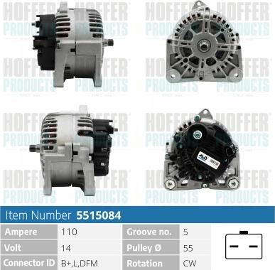 Hoffer H5515084 - Alternator www.autospares.lv