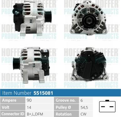 Hoffer H5515081 - Alternator www.autospares.lv