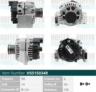 Hoffer H5515034R - Alternator www.autospares.lv