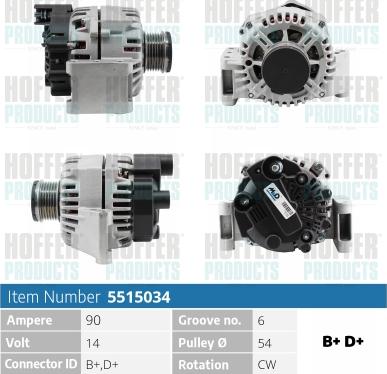 Hoffer H5515034 - Alternator www.autospares.lv