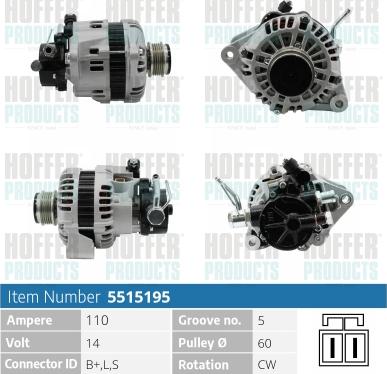 Hoffer H5515195 - Генератор www.autospares.lv