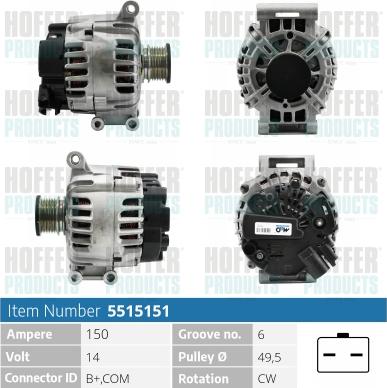 Hoffer H5515151 - Ģenerators autospares.lv