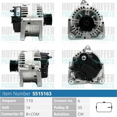 Hoffer H5515163 - Ģenerators www.autospares.lv