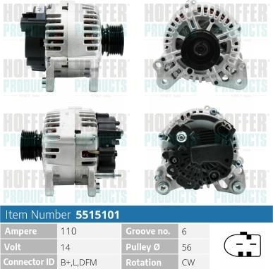 Hoffer H5515101 - Ģenerators autospares.lv