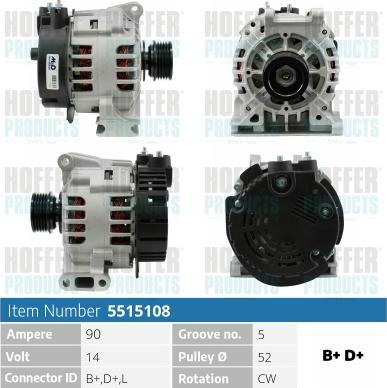 Hoffer H5515108 - Ģenerators autospares.lv