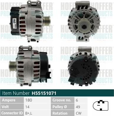 Hoffer H55151071 - Генератор www.autospares.lv