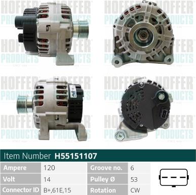 Hoffer H55151107 - Ģenerators www.autospares.lv