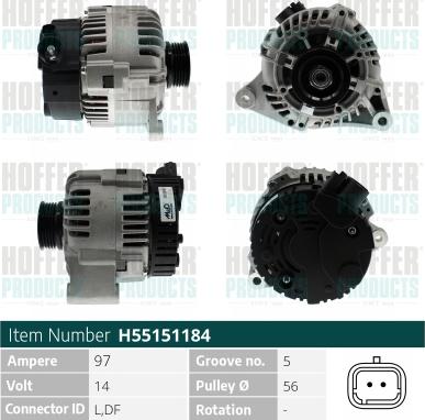 Hoffer H55151184 - Ģenerators www.autospares.lv