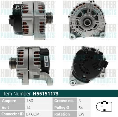 Hoffer H55151173 - Ģenerators www.autospares.lv