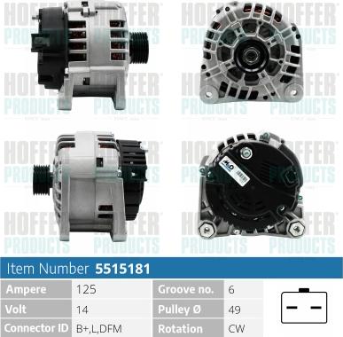 Hoffer H5515181 - Ģenerators autospares.lv