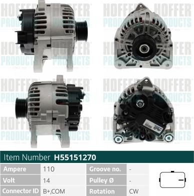 Hoffer H55151270 - Ģenerators www.autospares.lv