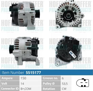 Hoffer H5515177 - Alternator www.autospares.lv