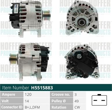 Hoffer H5515883 - Ģenerators www.autospares.lv