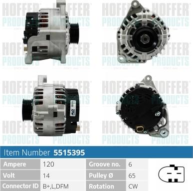 Hoffer H5515395 - Alternator www.autospares.lv