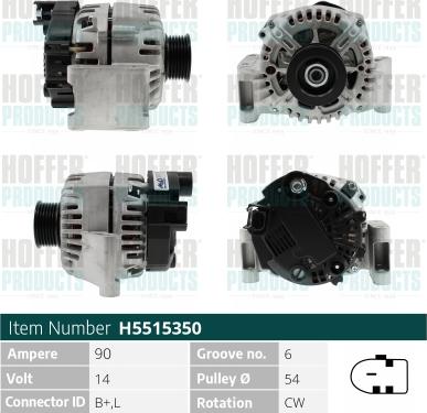 Hoffer H5515350 - Ģenerators autospares.lv