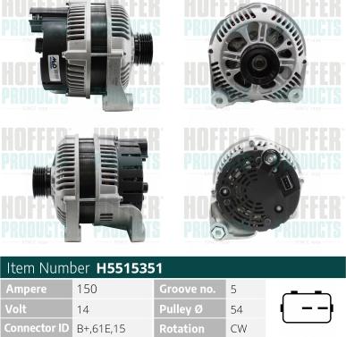 Hoffer H5515351 - Ģenerators www.autospares.lv