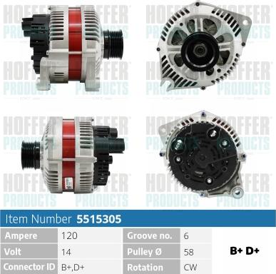 Hoffer H5515305 - Ģenerators autospares.lv