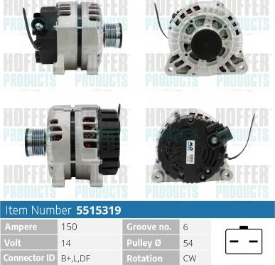 Hoffer H5515319 - Ģenerators autospares.lv