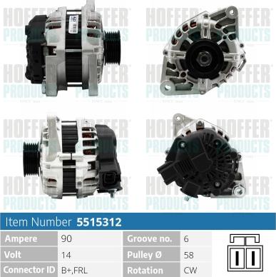 Hoffer H5515312 - Ģenerators www.autospares.lv