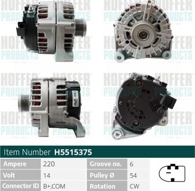 Hoffer H5515375 - Ģenerators www.autospares.lv