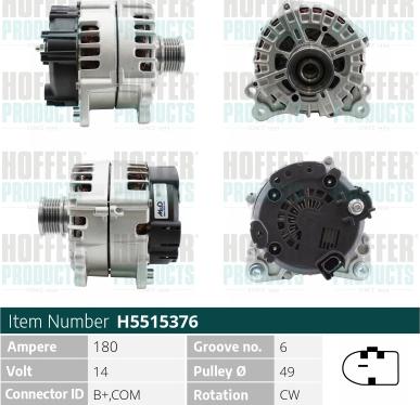 Hoffer H5515376 - Ģenerators autospares.lv