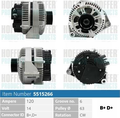 Hoffer H5515266 - Ģenerators autospares.lv