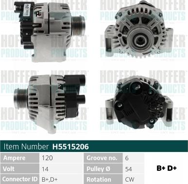 Hoffer H5515206 - Ģenerators www.autospares.lv