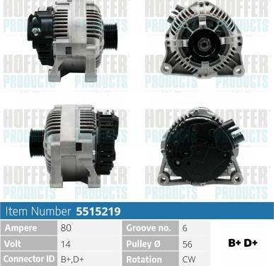 Hoffer H5515219 - Ģenerators autospares.lv