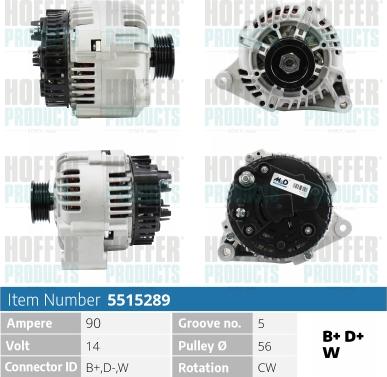 Hoffer H5515289 - Alternator www.autospares.lv