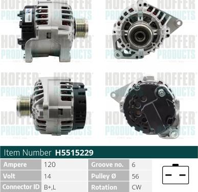 Hoffer H5515229 - Ģenerators autospares.lv