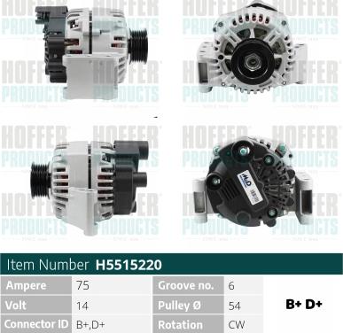 Hoffer H5515220 - Ģenerators autospares.lv