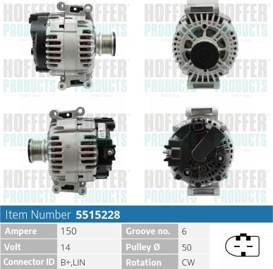 Hoffer H5515228 - Alternator www.autospares.lv