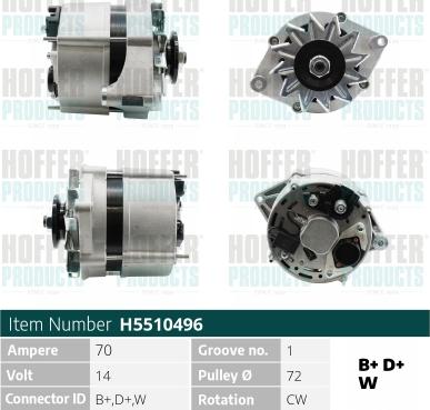 Hoffer H5510496 - Alternator www.autospares.lv