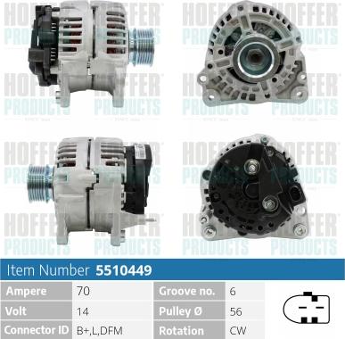 Hoffer H5510449 - Alternator www.autospares.lv