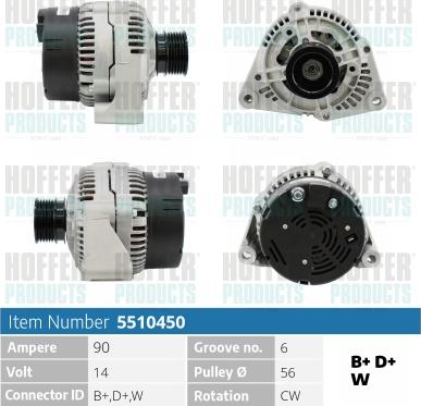 Hoffer H5510450 - Alternator www.autospares.lv