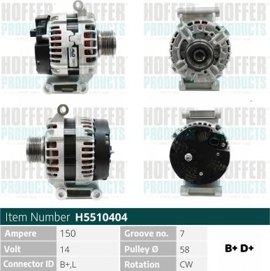 Hoffer H5510404 - Ģenerators autospares.lv