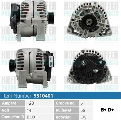 Hoffer H5510401 - Alternator www.autospares.lv