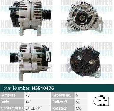 Hoffer H5510476 - Alternator www.autospares.lv