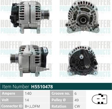 Hoffer H5510478 - Ģenerators autospares.lv